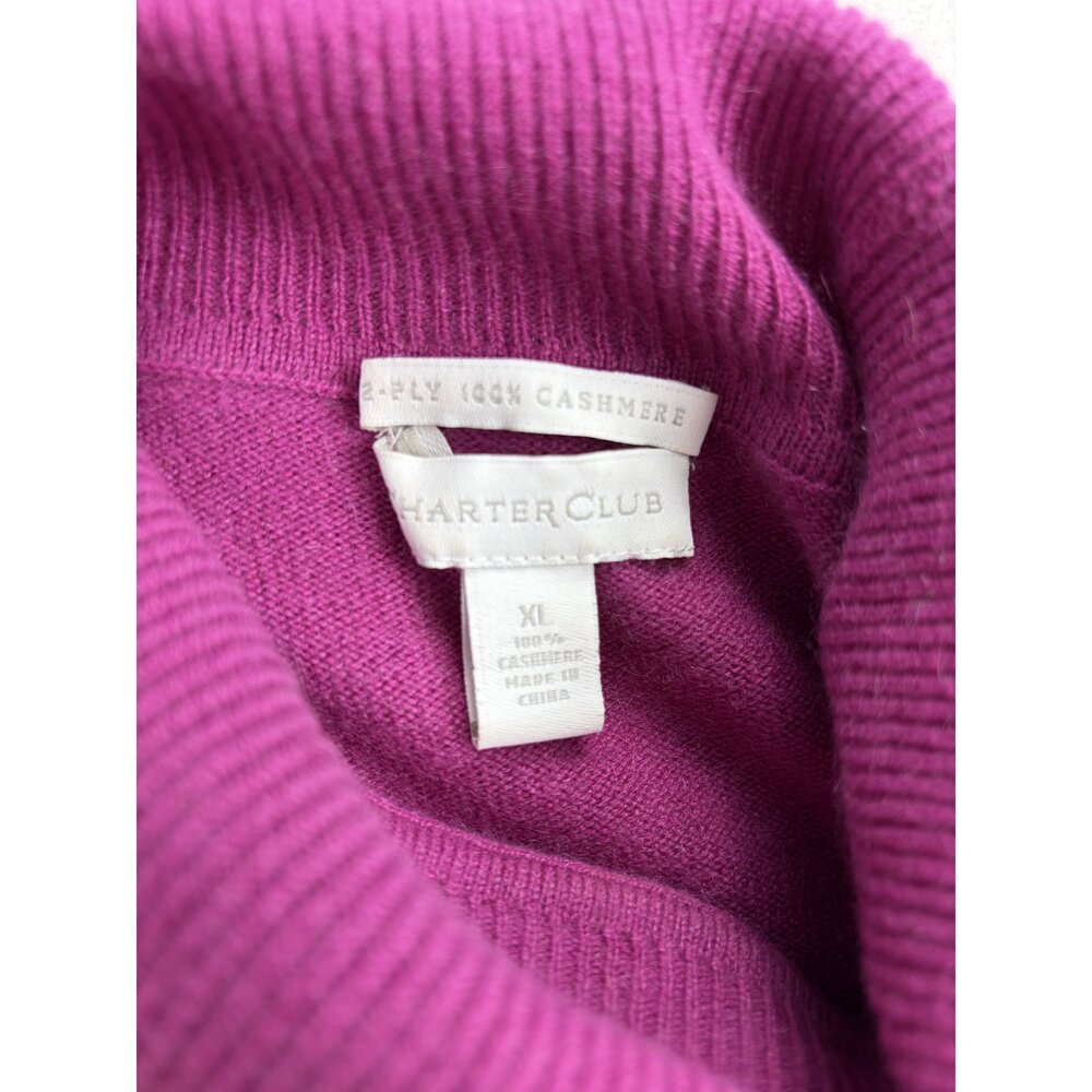 Charter Club 100% Cashmere Magenta Turtleneck Sweater - Picture 4 of 7
